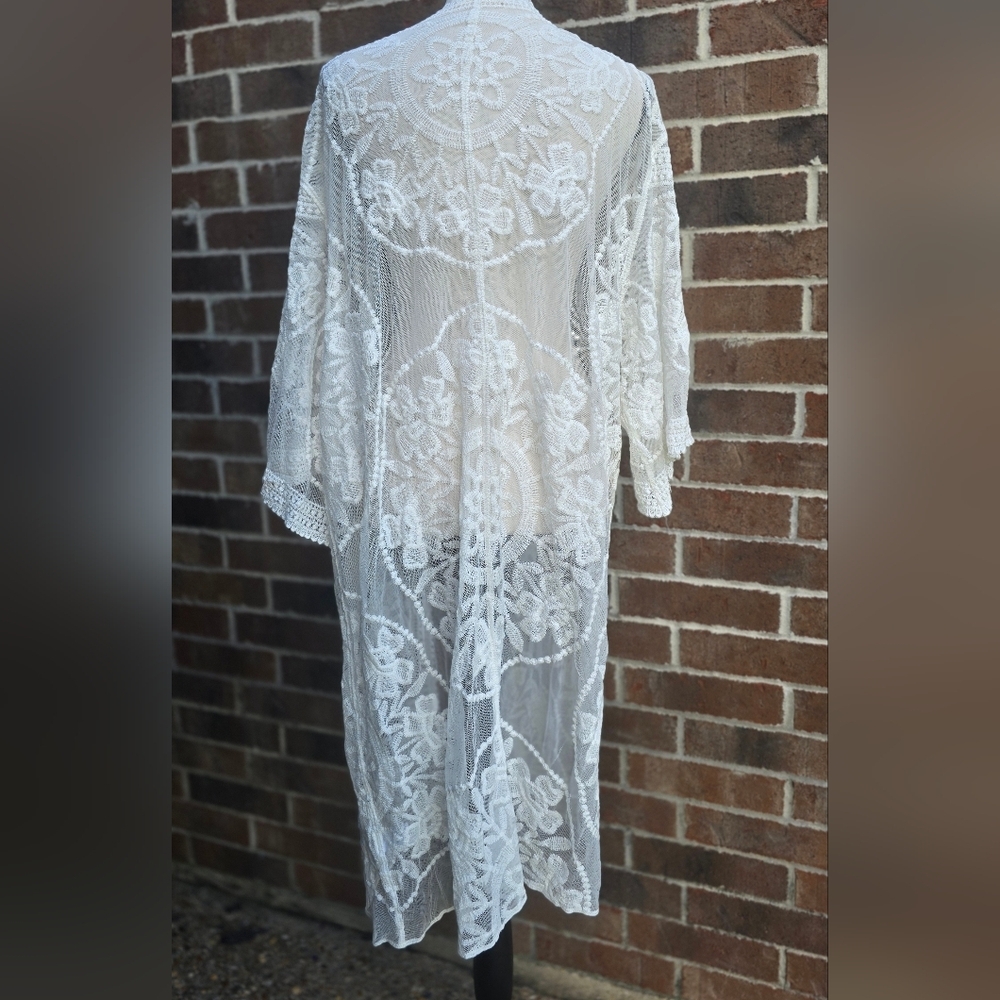 Anna-Kaci Sheer White Lace Kimono